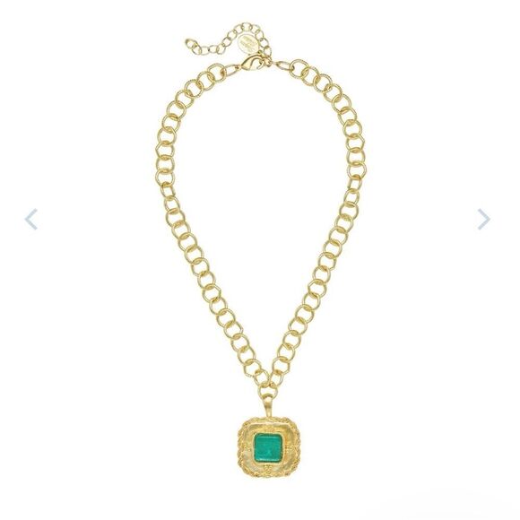 Elegant Gold Necklace with Turquoise Pendant - Picture 3 of 3